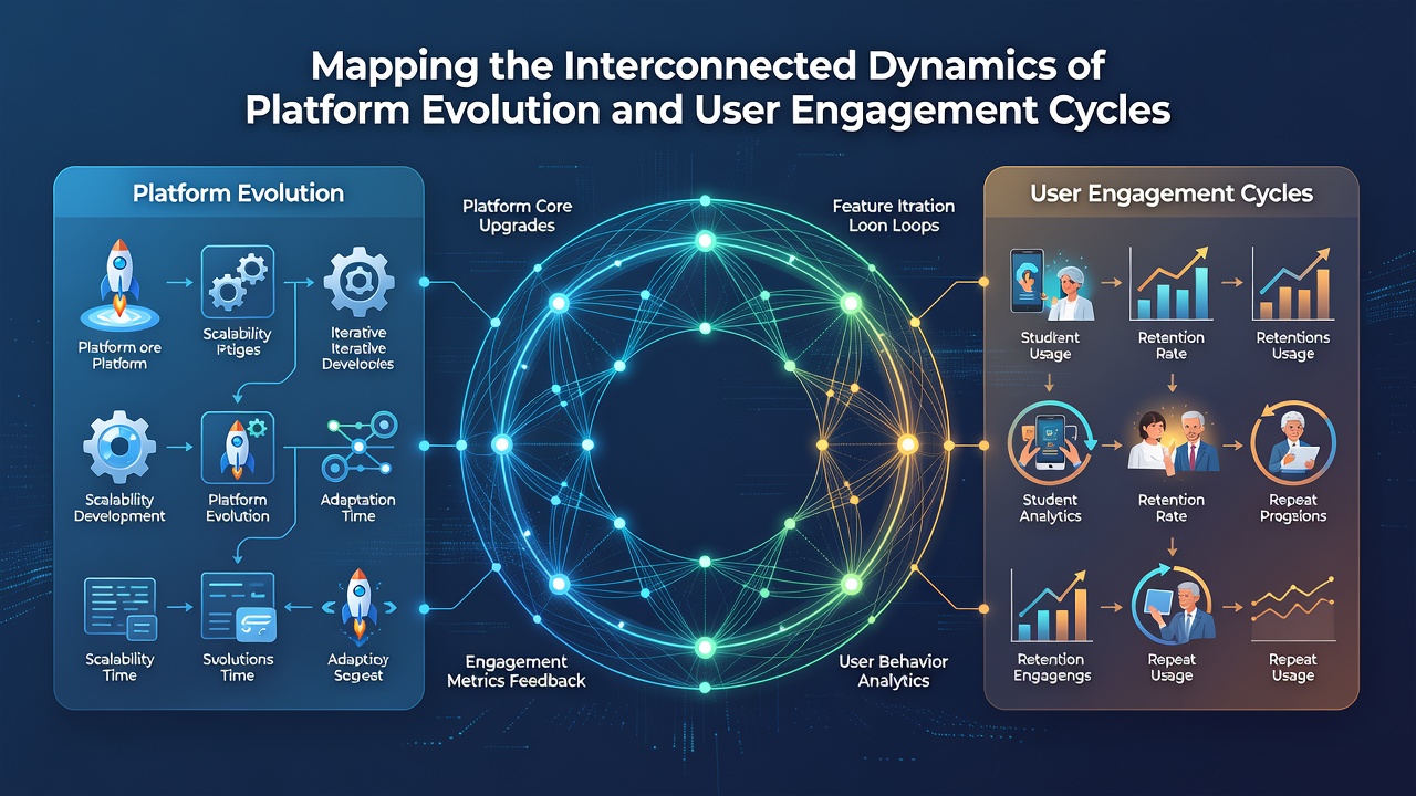 Chart illustrating feedback loops between platform updates and shifts in user participation rates