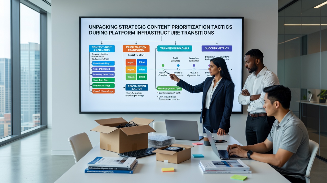 Content prioritization matrix used during infrastructure migration phases
